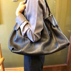 Salvatore Ferragamo Black Pebbled Leather Bag